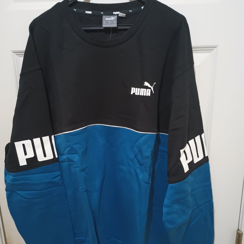 NWT Men's X-Large Black Blue and White Puma Sweatshirt LS Warm Mans Unisex Shirt